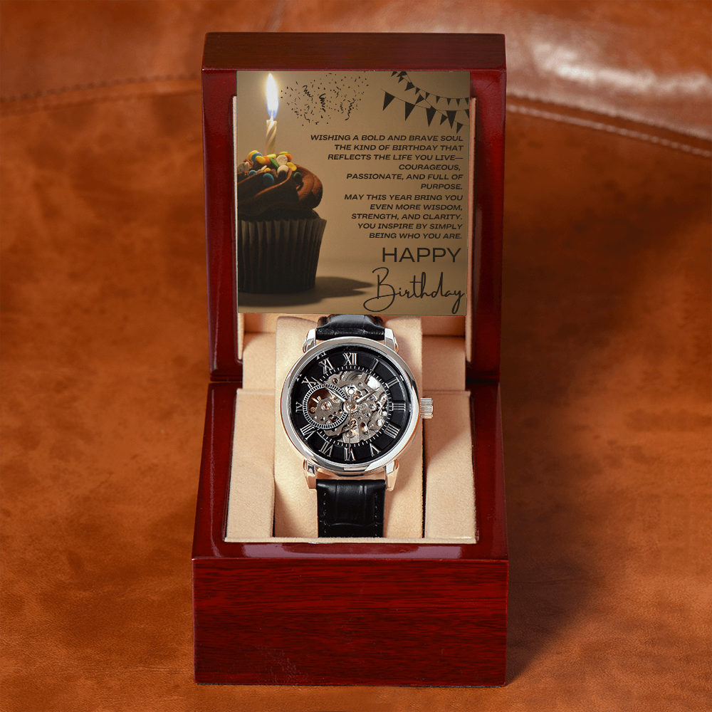 To a Man of Purpose: A Bold Birthday Wish-Men's Openwork Watch