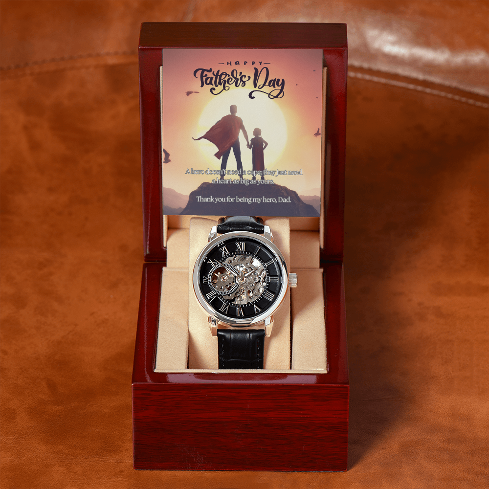 My First Hero, My Forever Dad-Men's Openwork Watch