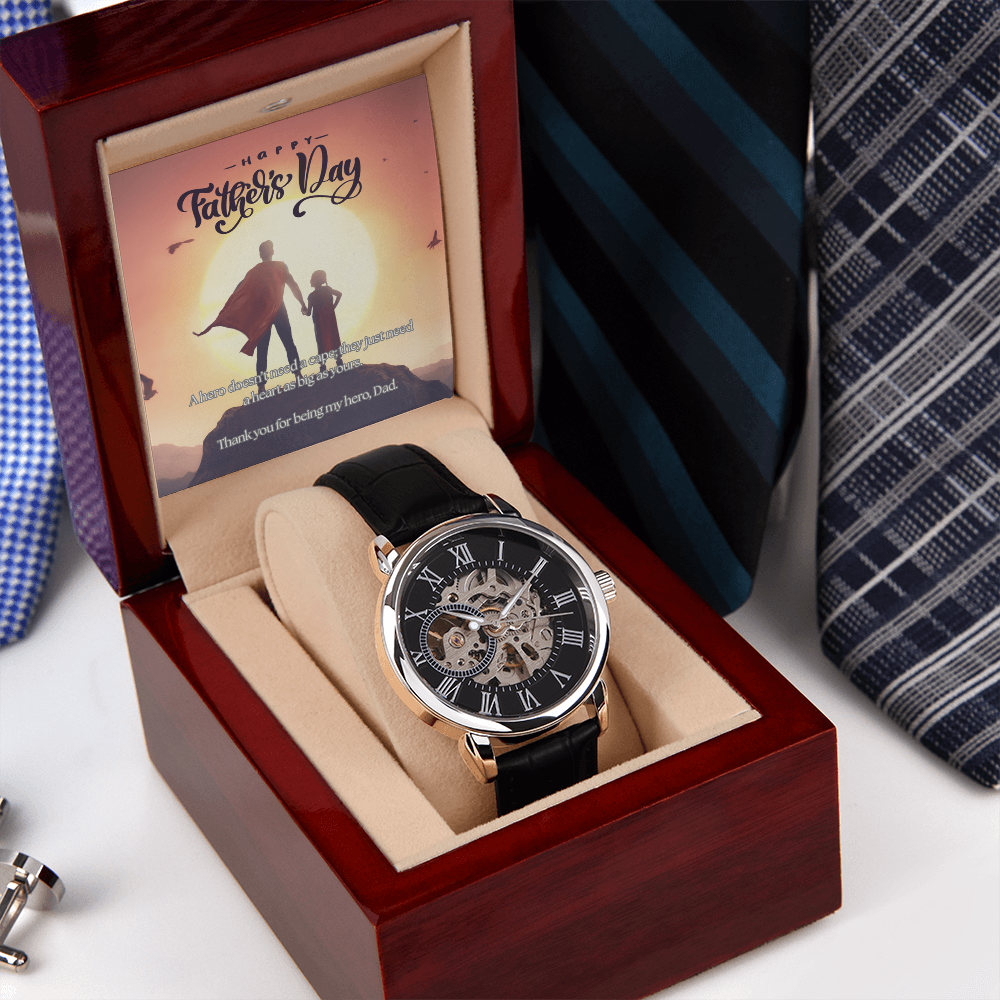 My First Hero, My Forever Dad-Men's Openwork Watch
