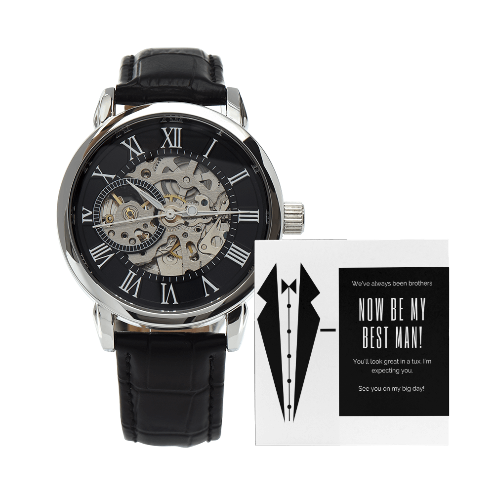 Tux and Brotherhood: Best Man Call to Action-Men's Openwork Watch