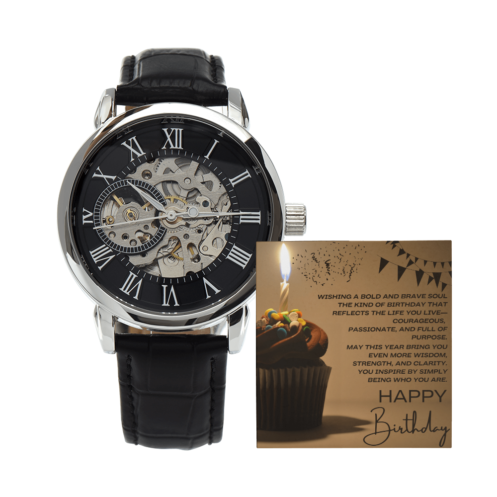 To a Man of Purpose: A Bold Birthday Wish-Men's Openwork Watch