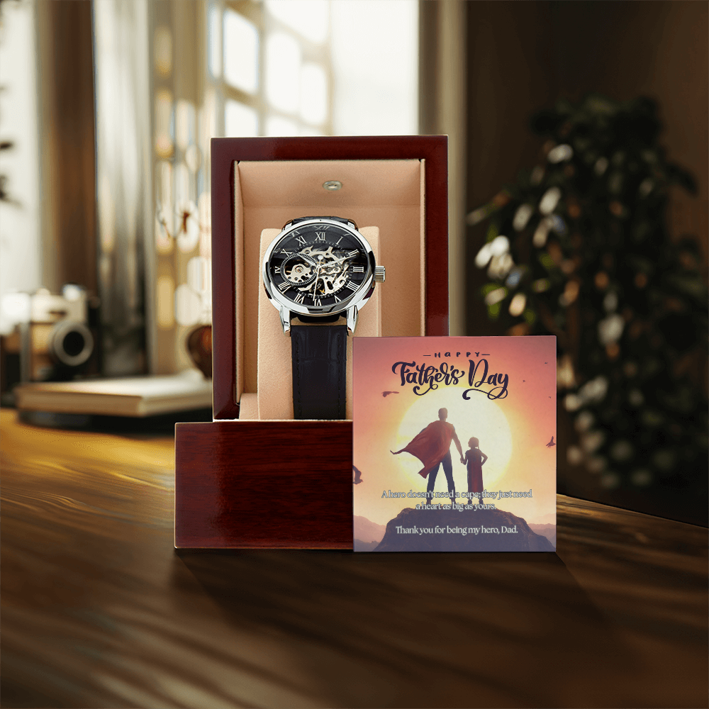 My First Hero, My Forever Dad-Men's Openwork Watch