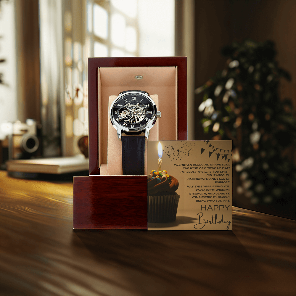 To a Man of Purpose: A Bold Birthday Wish-Men's Openwork Watch