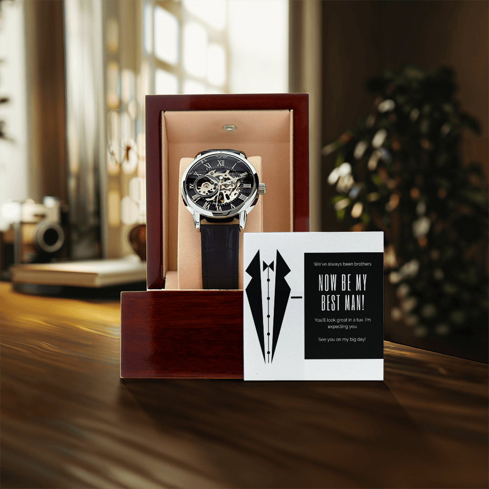 Tux and Brotherhood: Best Man Call to Action-Men's Openwork Watch