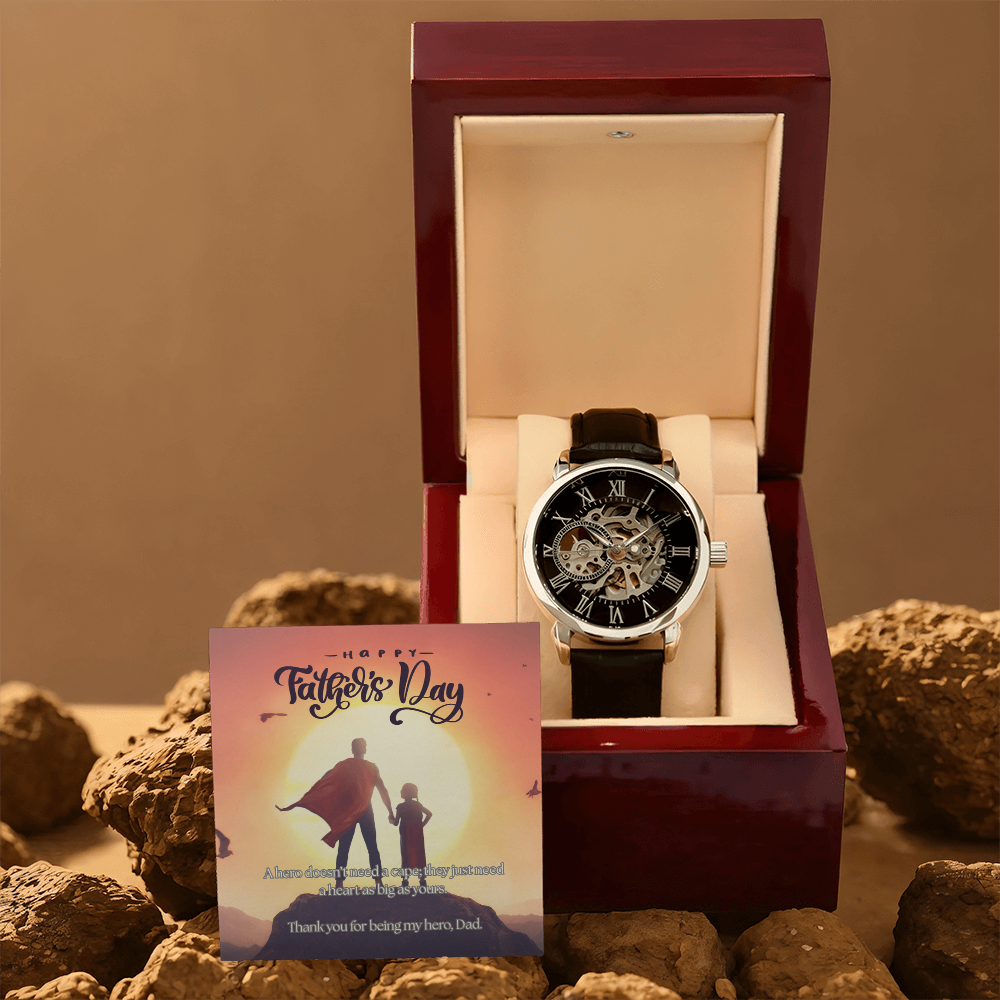 My First Hero, My Forever Dad-Men's Openwork Watch
