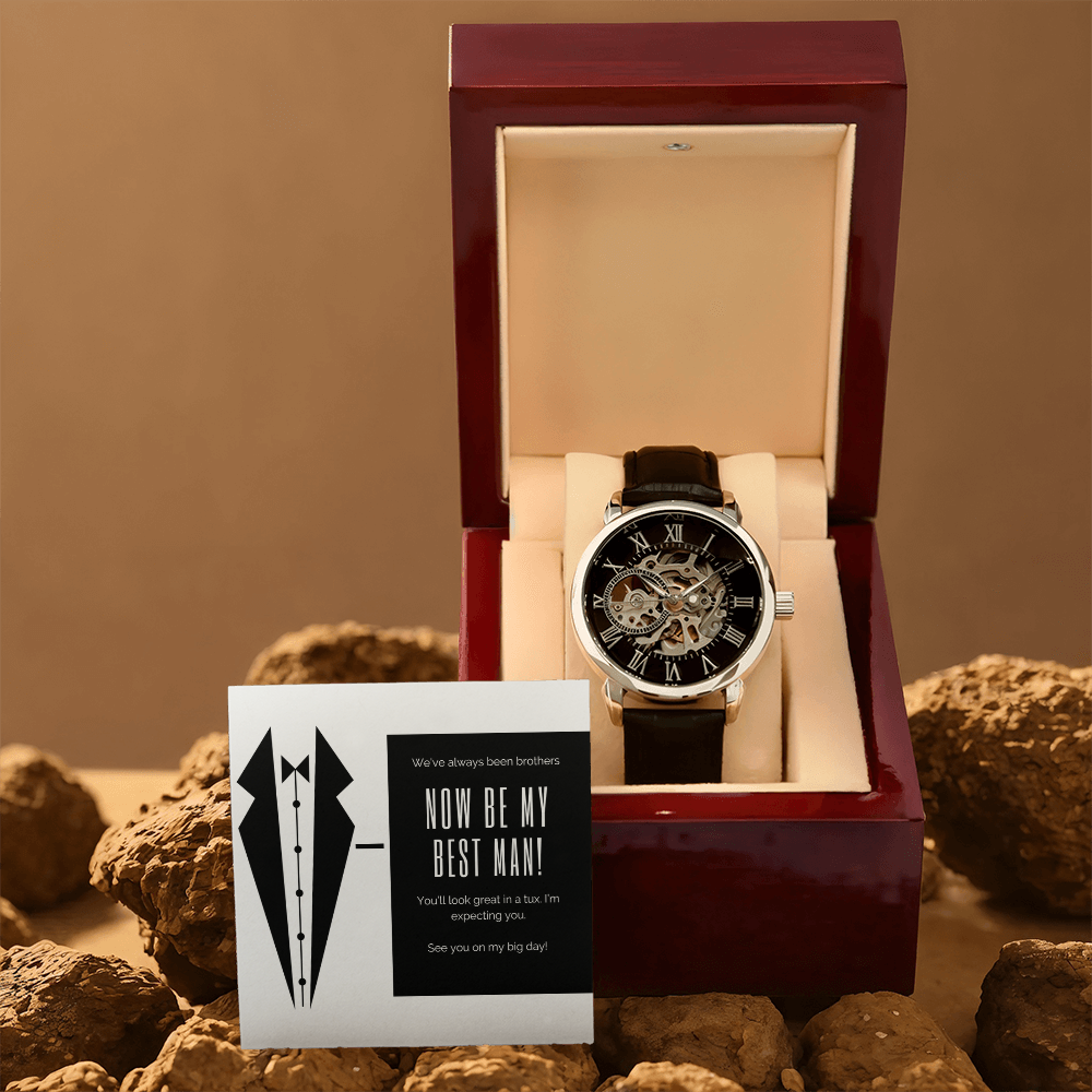 Tux and Brotherhood: Best Man Call to Action-Men's Openwork Watch
