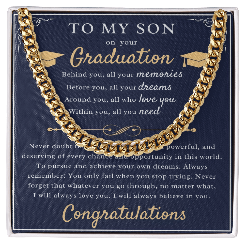 A Parent's Pride: Graduation Blessing for My Son-Cuban Chain Necklace
