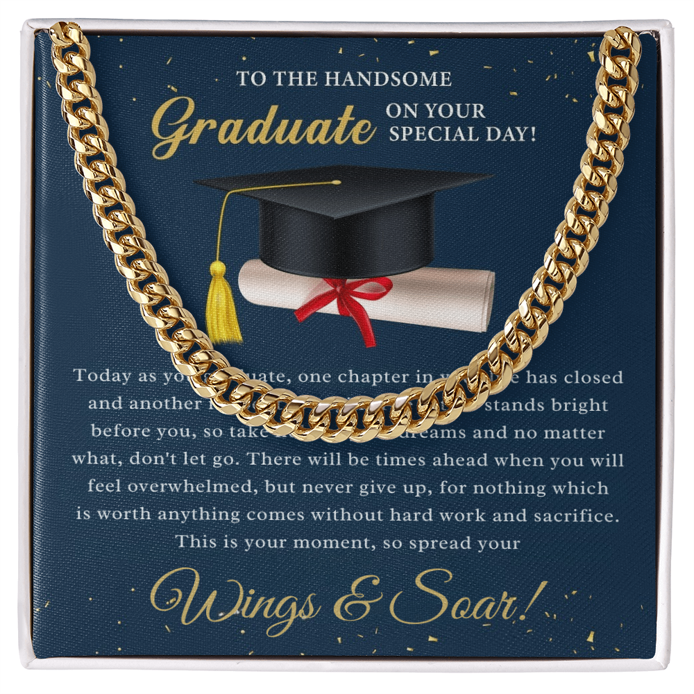 Soar Boldly: A Tribute to the Graduate-Cuban Chain Link Neckace