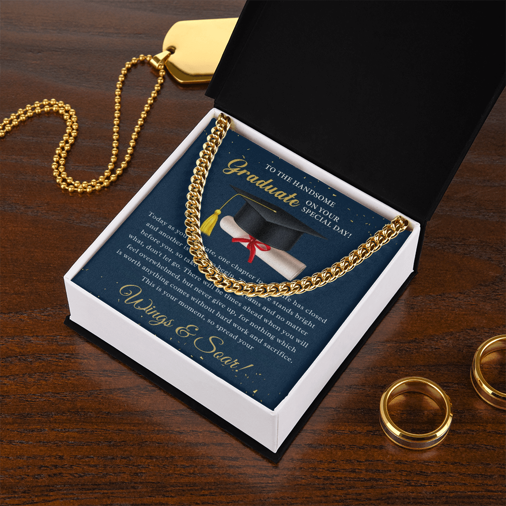 Soar Boldly: A Tribute to the Graduate-Cuban Chain Link Neckace