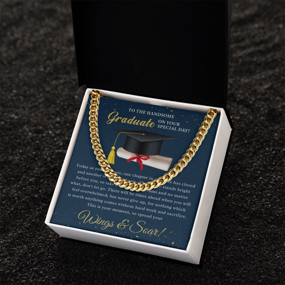 Soar Boldly: A Tribute to the Graduate-Cuban Chain Link Neckace