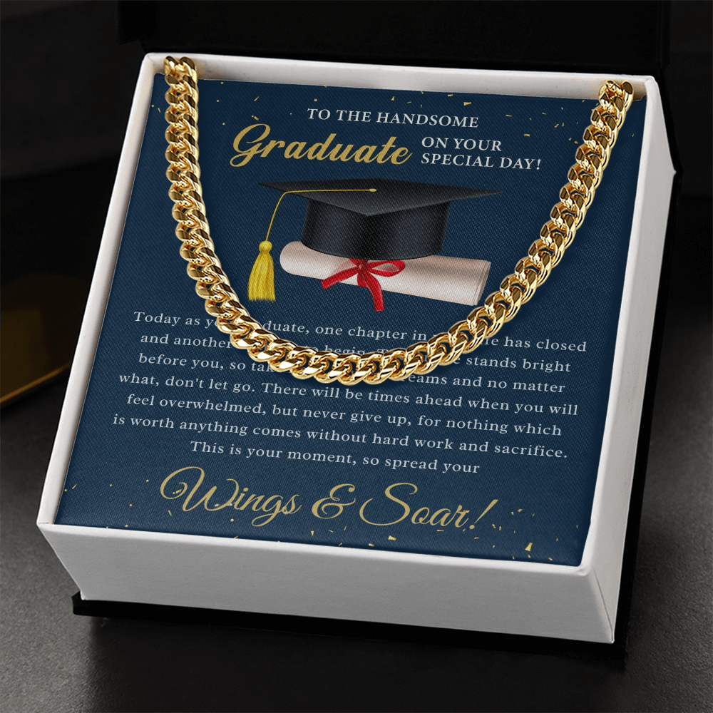 Soar Boldly: A Tribute to the Graduate-Cuban Chain Link Neckace