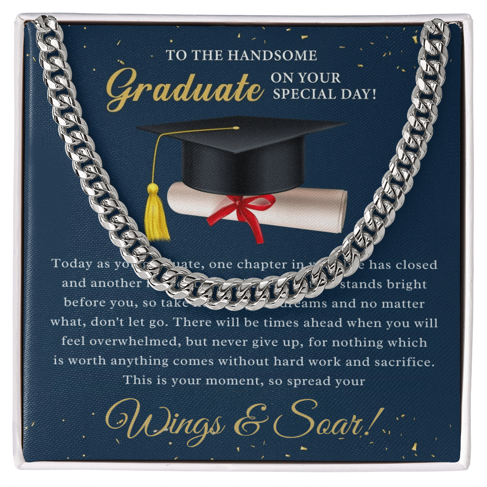Soar Boldly: A Tribute to the Graduate-Cuban Chain Link Neckace