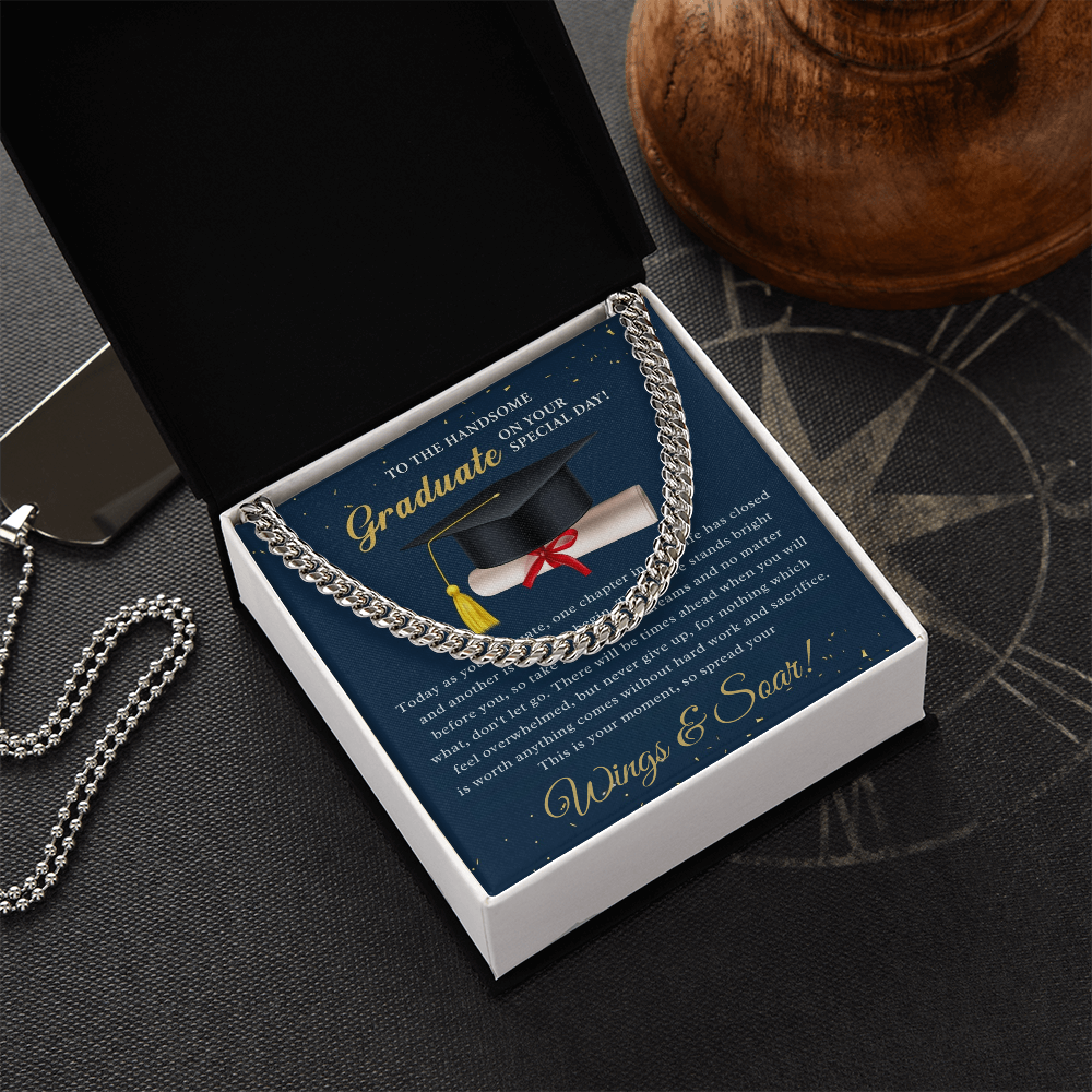 Soar Boldly: A Tribute to the Graduate-Cuban Chain Link Neckace