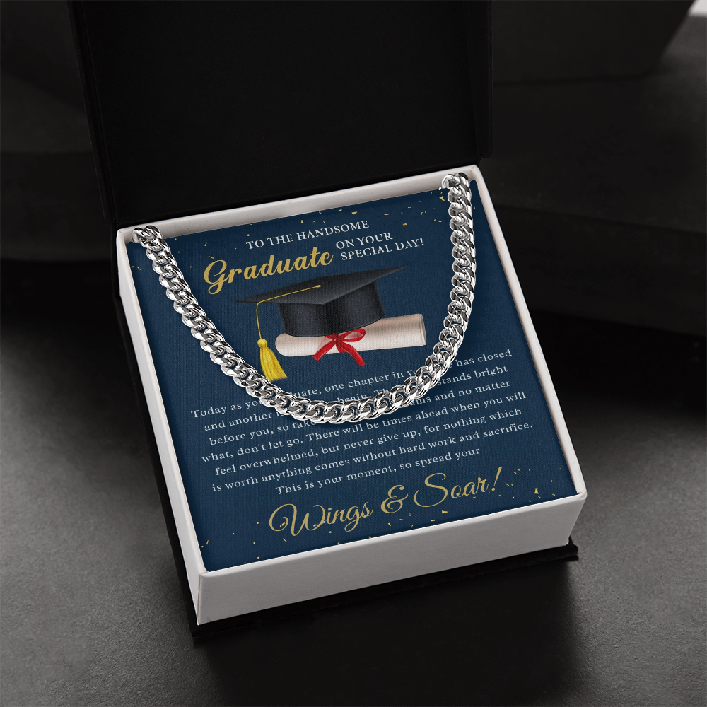 Soar Boldly: A Tribute to the Graduate-Cuban Chain Link Neckace