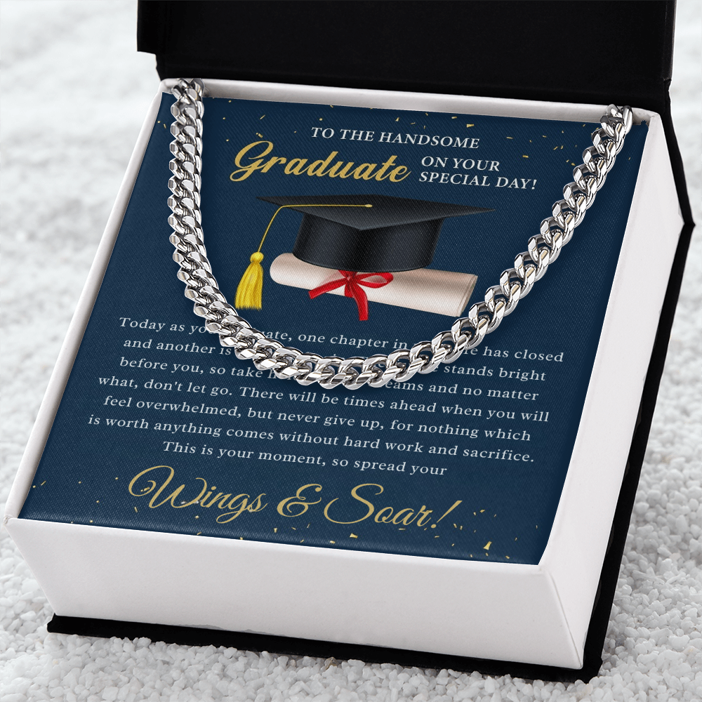 Soar Boldly: A Tribute to the Graduate-Cuban Chain Link Neckace