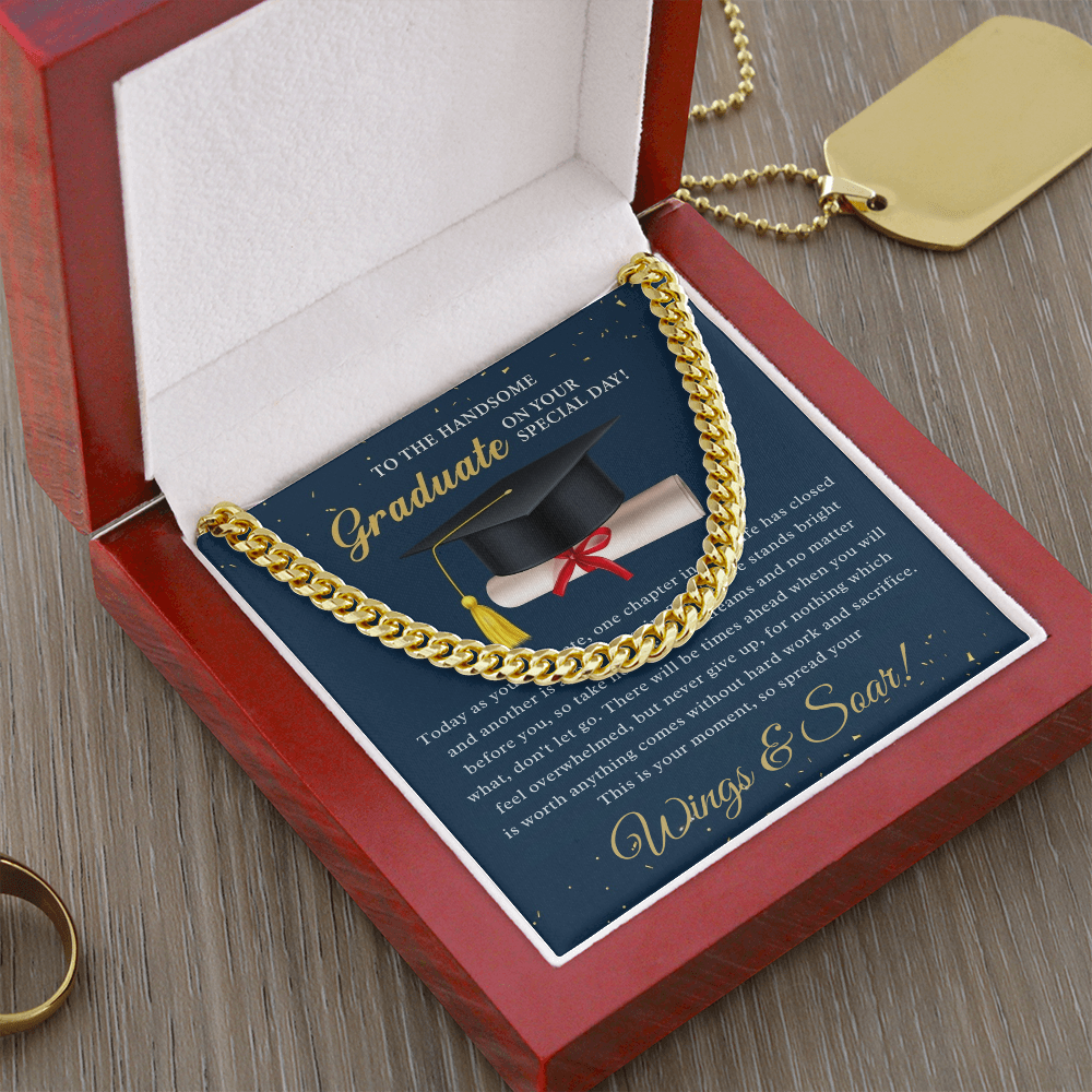 Soar Boldly: A Tribute to the Graduate-Cuban Chain Link Neckace