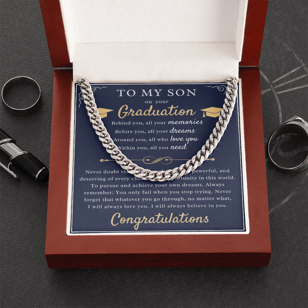 A Parent's Pride: Graduation Blessing for My Son-Cuban Chain Necklace