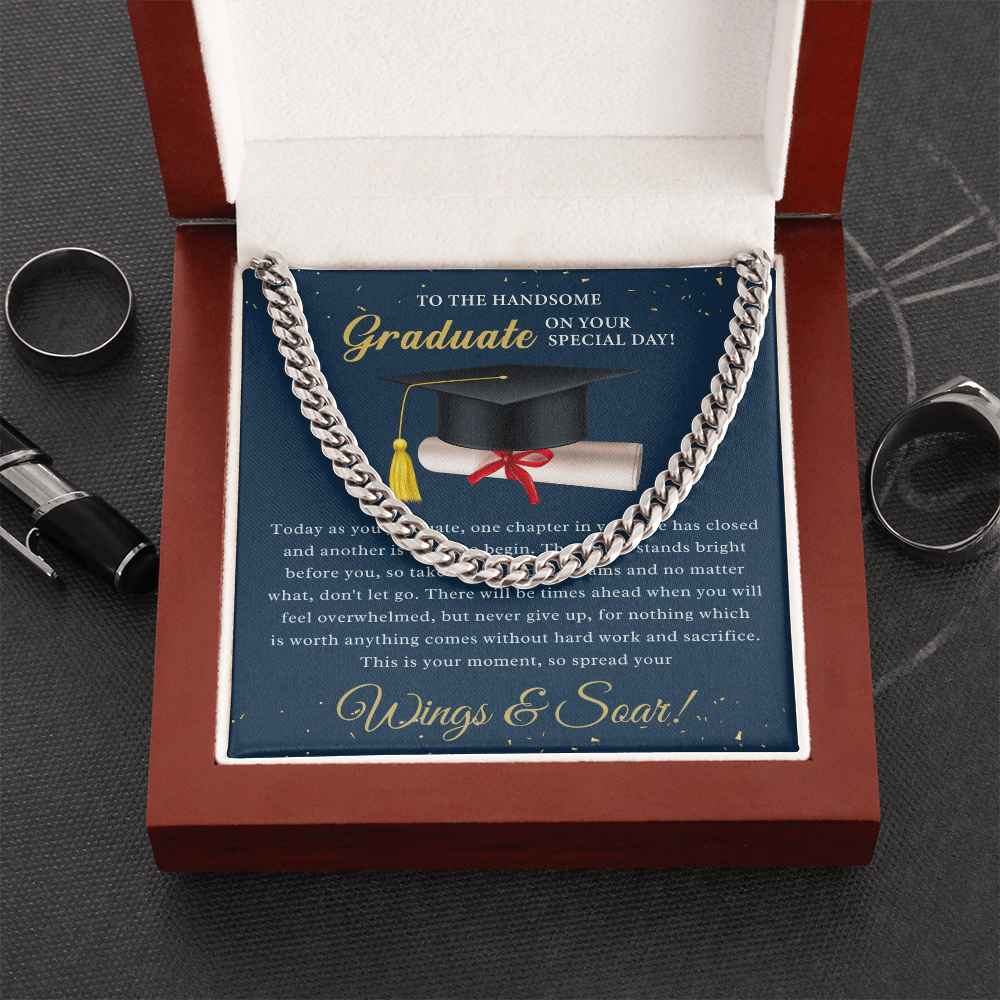 Soar Boldly: A Tribute to the Graduate-Cuban Chain Link Neckace
