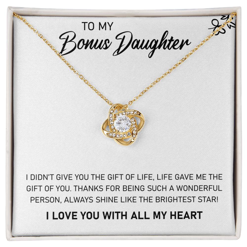 To My Bonus Daughter, Always Shine Like The Brightest Star-Love Knot Necklace