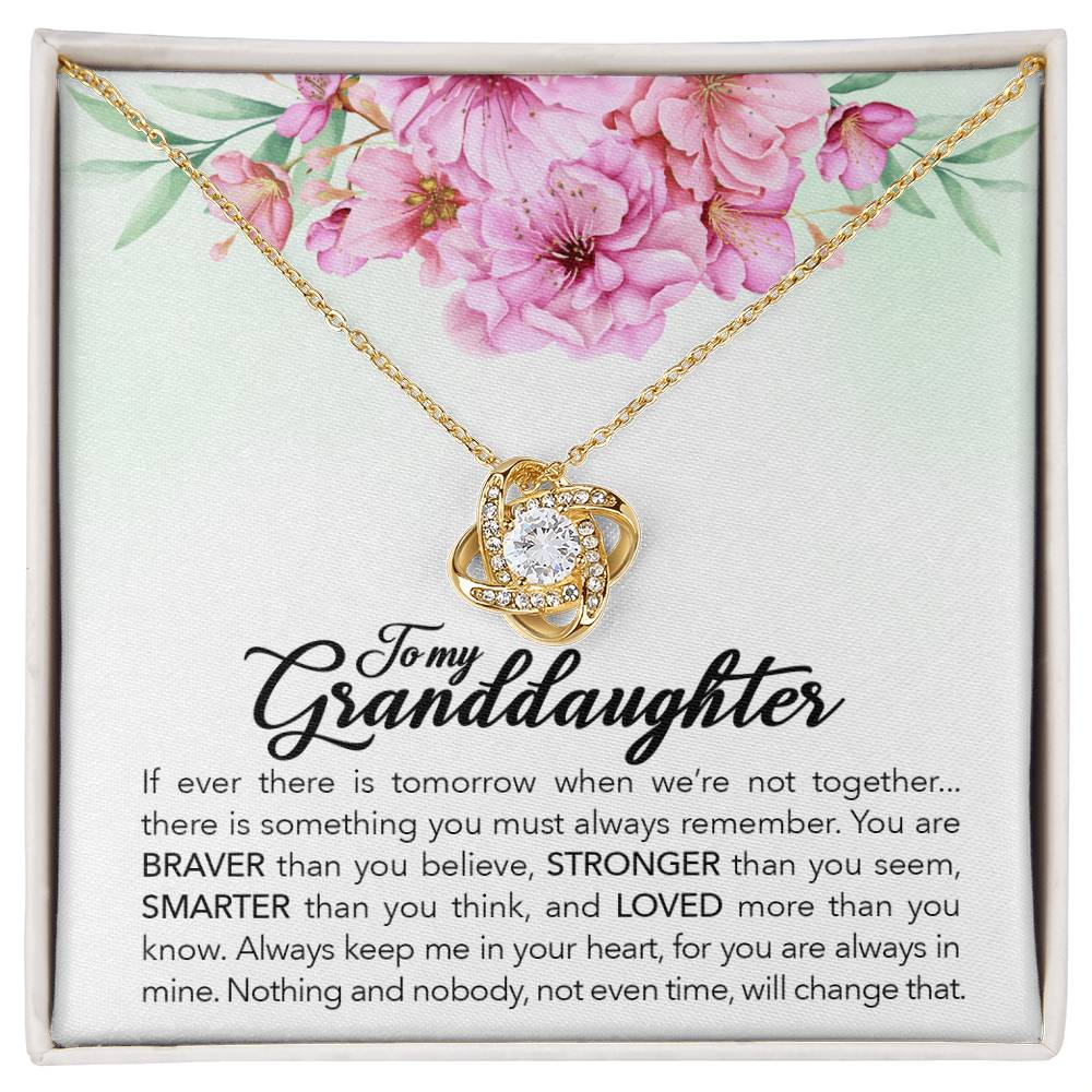 To My Granddaughter, Always Keep Me In Your Heart-Love Knot Necklace
