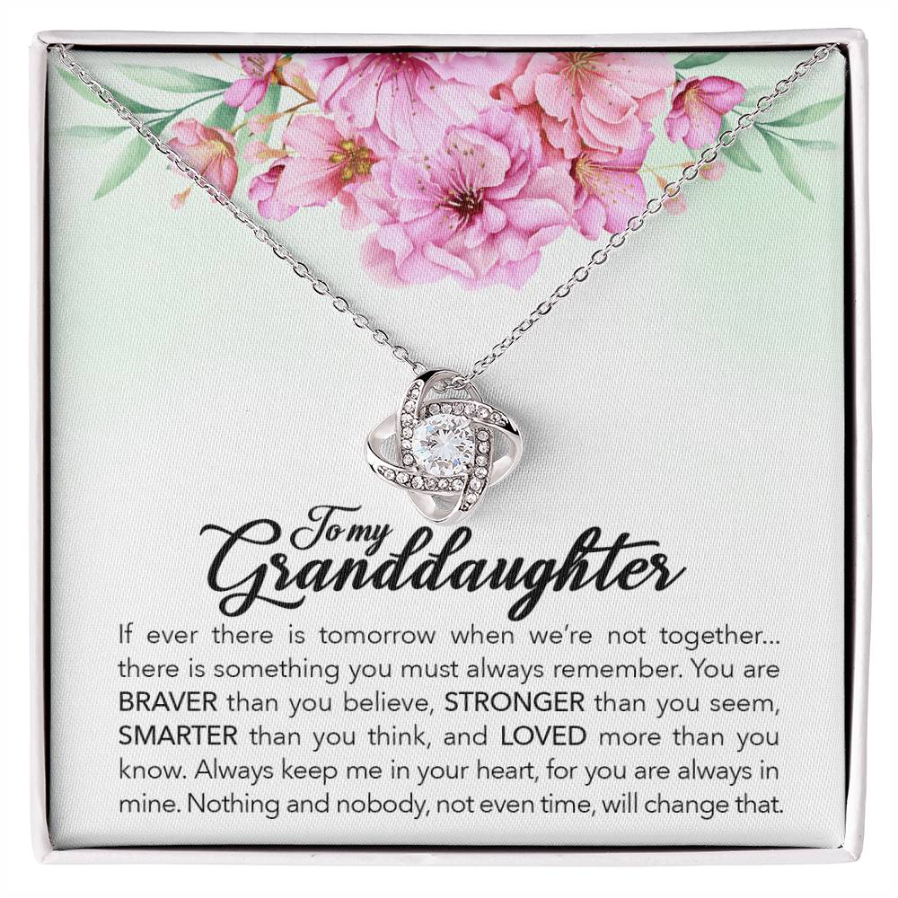 To My Granddaughter, Always Keep Me In Your Heart-Love Knot Necklace