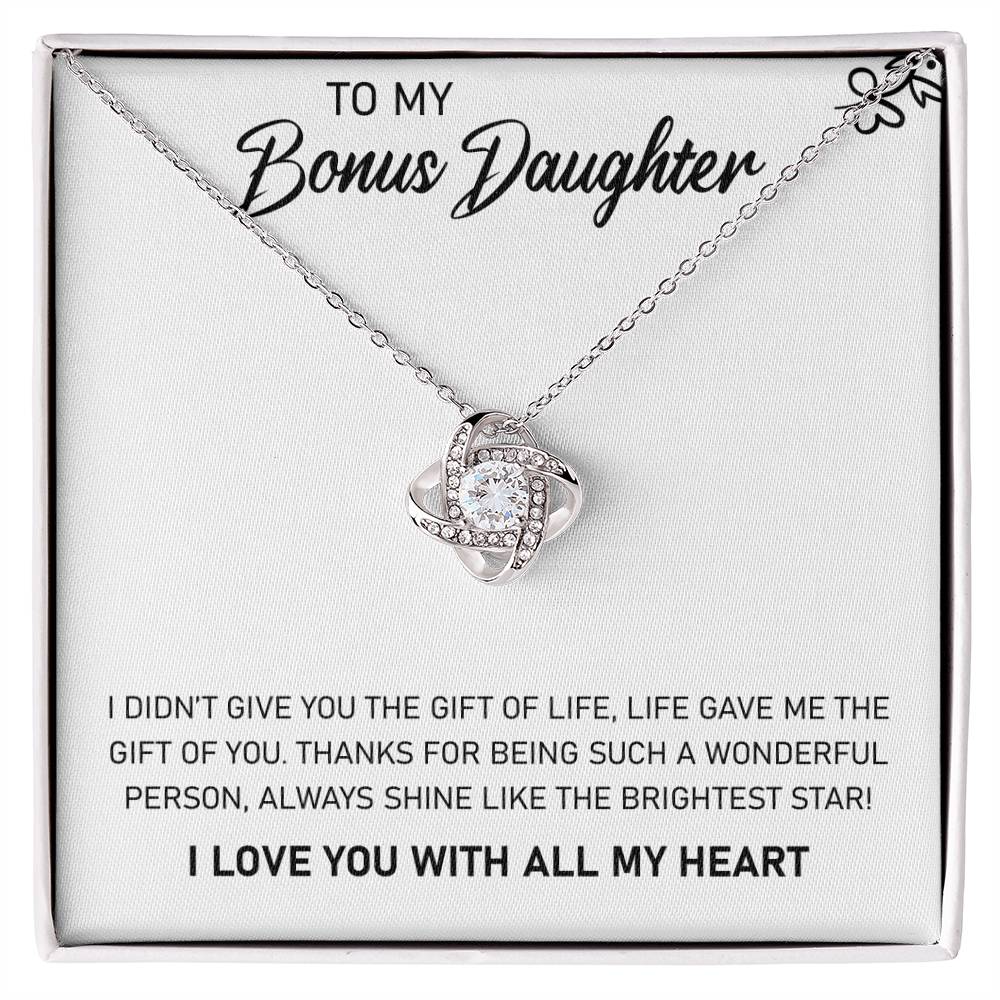 To My Bonus Daughter, Always Shine Like The Brightest Star-Love Knot Necklace