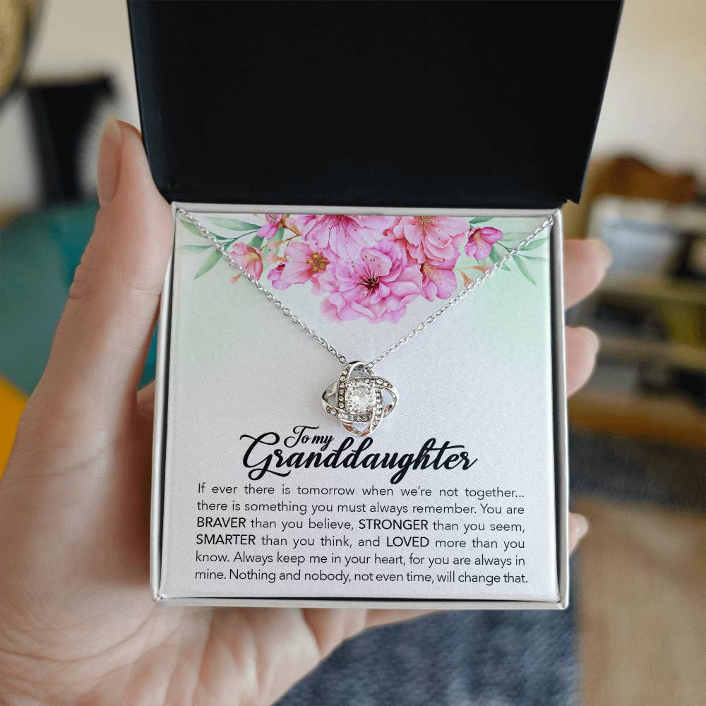 To My Granddaughter, Always Keep Me In Your Heart-Love Knot Necklace