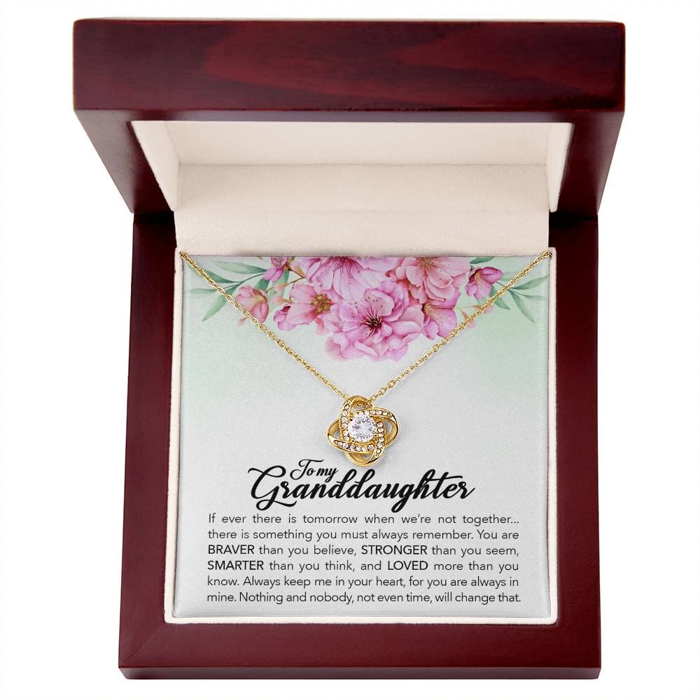 To My Granddaughter, Always Keep Me In Your Heart-Love Knot Necklace