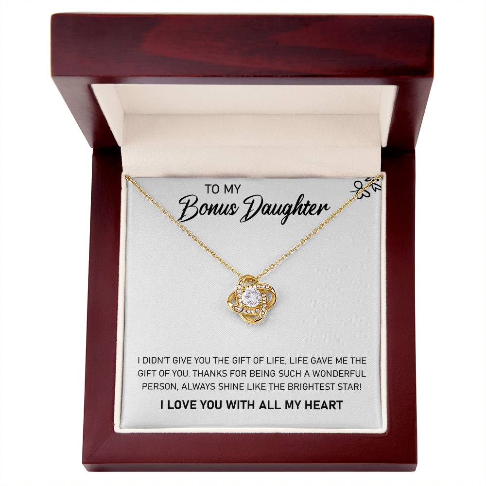 To My Bonus Daughter, Always Shine Like The Brightest Star-Love Knot Necklace