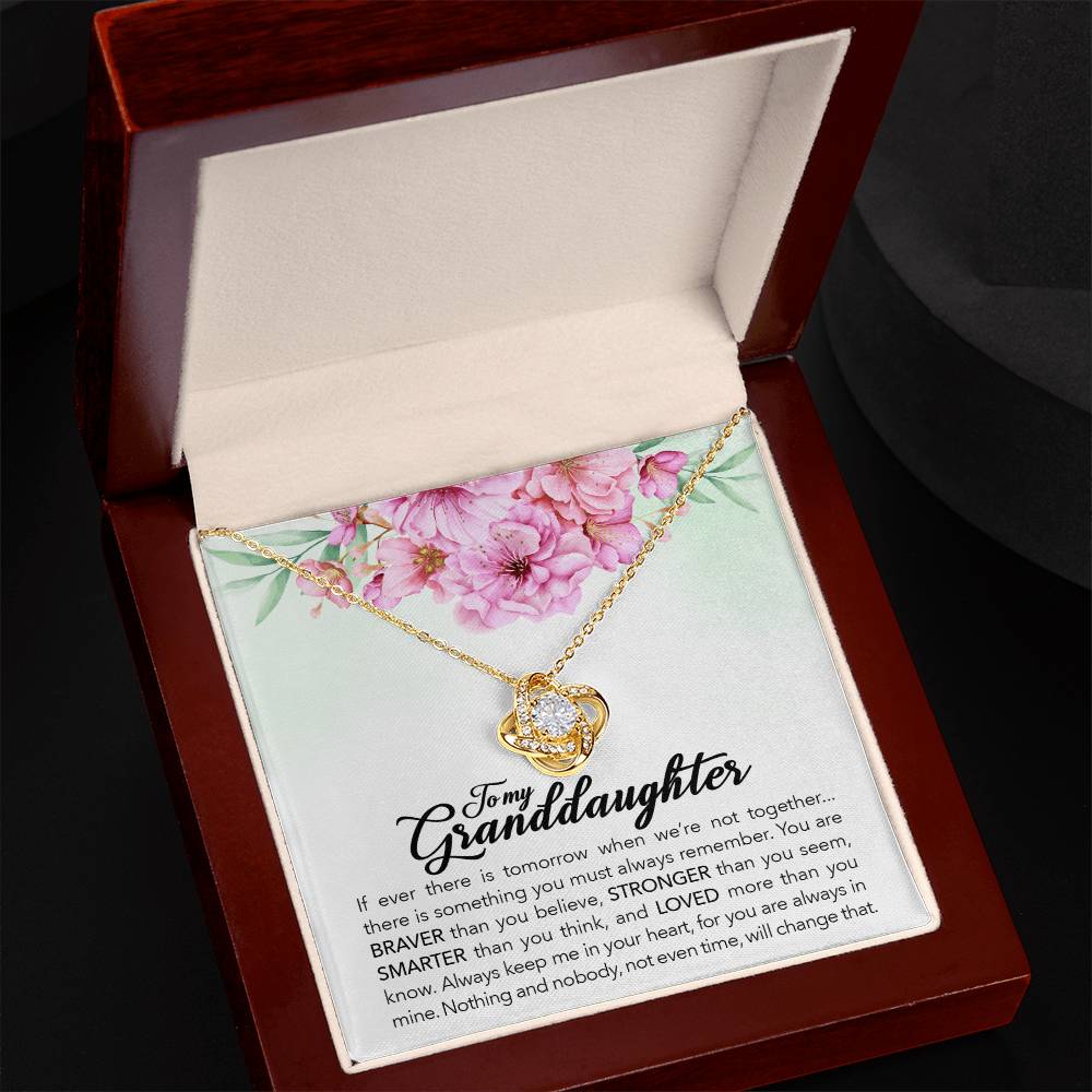 To My Granddaughter, Always Keep Me In Your Heart-Love Knot Necklace