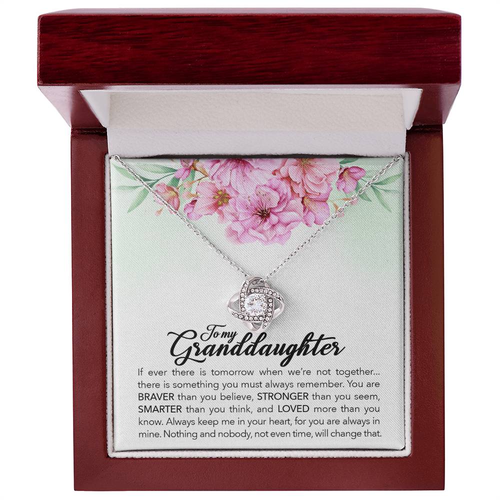 To My Granddaughter, Always Keep Me In Your Heart-Love Knot Necklace
