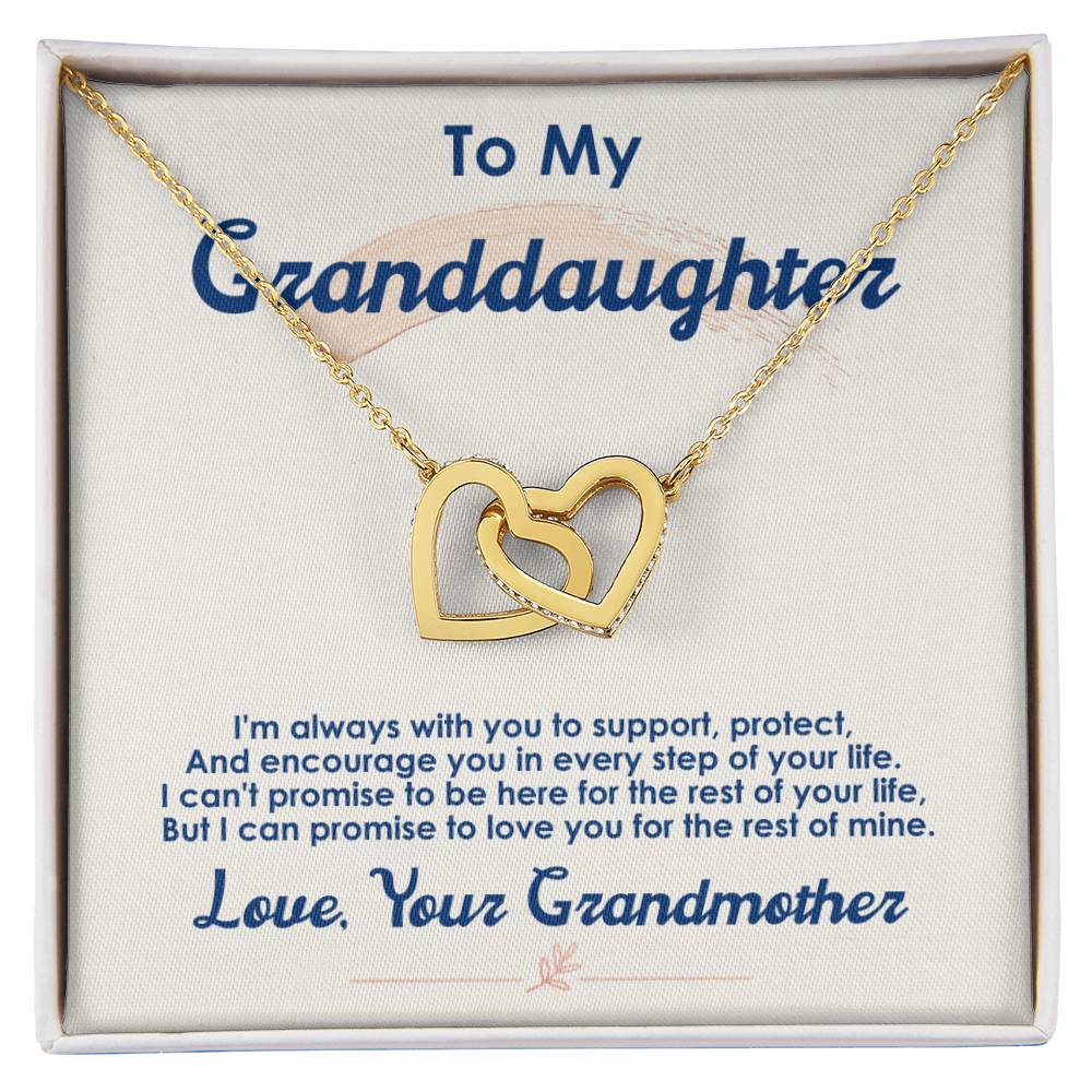 To My Granddaughter, I Love You For The Rest Of My Life-Interlocking Hearts Necklace