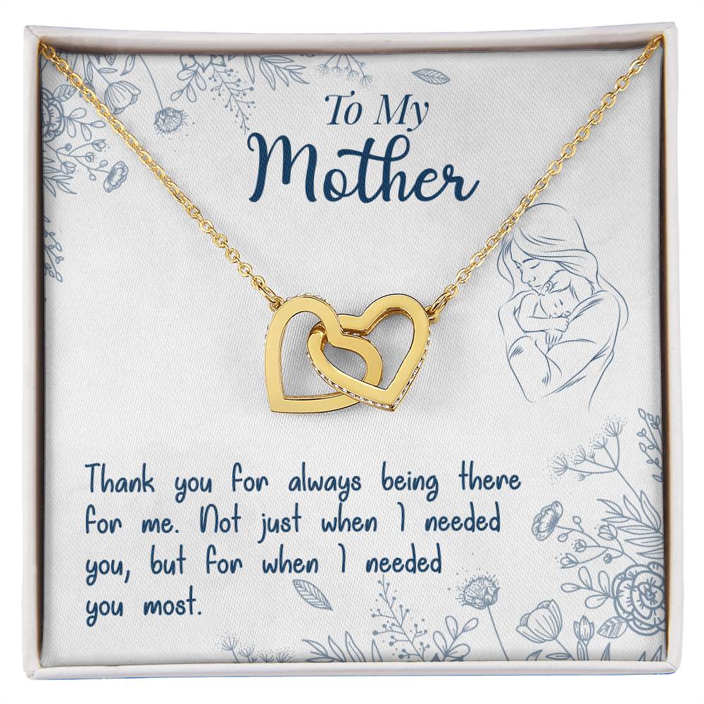 To My Mother, Thank You For Always Being There-Interlocking Hearts Necklace