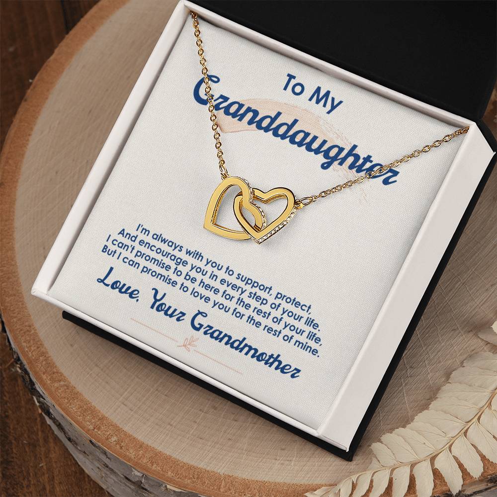 To My Granddaughter, I Love You For The Rest Of My Life-Interlocking Hearts Necklace
