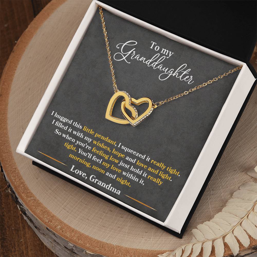 To My Granddaughter, You'll Feel My Love Within This-Interlocking Hearts Necklace