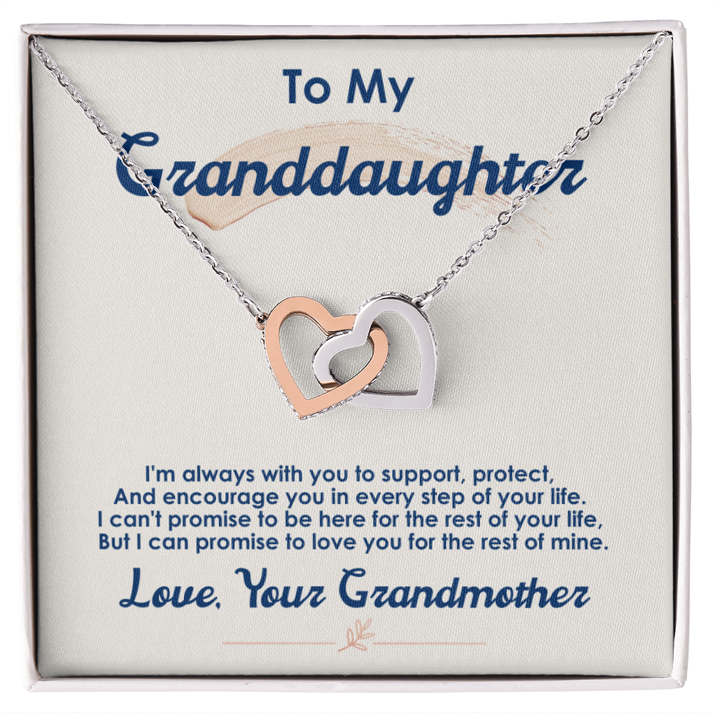 To My Granddaughter, I Love You For The Rest Of My Life-Interlocking Hearts Necklace