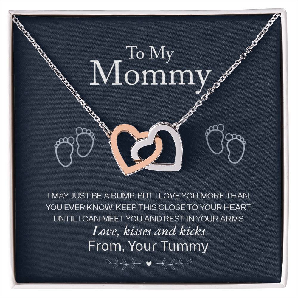 To My Mommy, Love From Your Tummy-Interlocking Hearts Necklace
