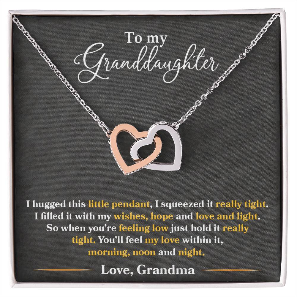 To My Granddaughter, You'll Feel My Love Within This-Interlocking Hearts Necklace