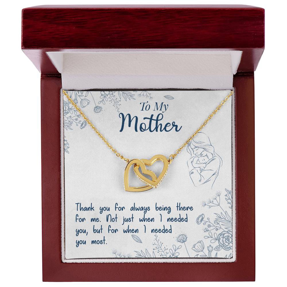 To My Mother, Thank You For Always Being There-Interlocking Hearts Necklace