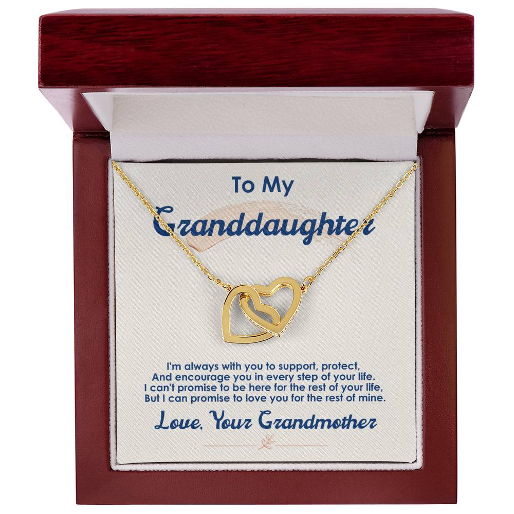 To My Granddaughter, I Love You For The Rest Of My Life-Interlocking Hearts Necklace
