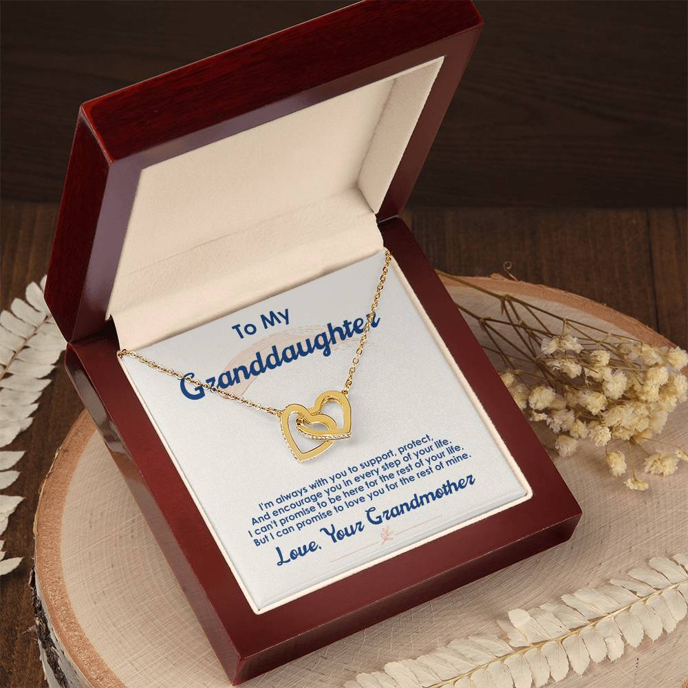 To My Granddaughter, I Love You For The Rest Of My Life-Interlocking Hearts Necklace