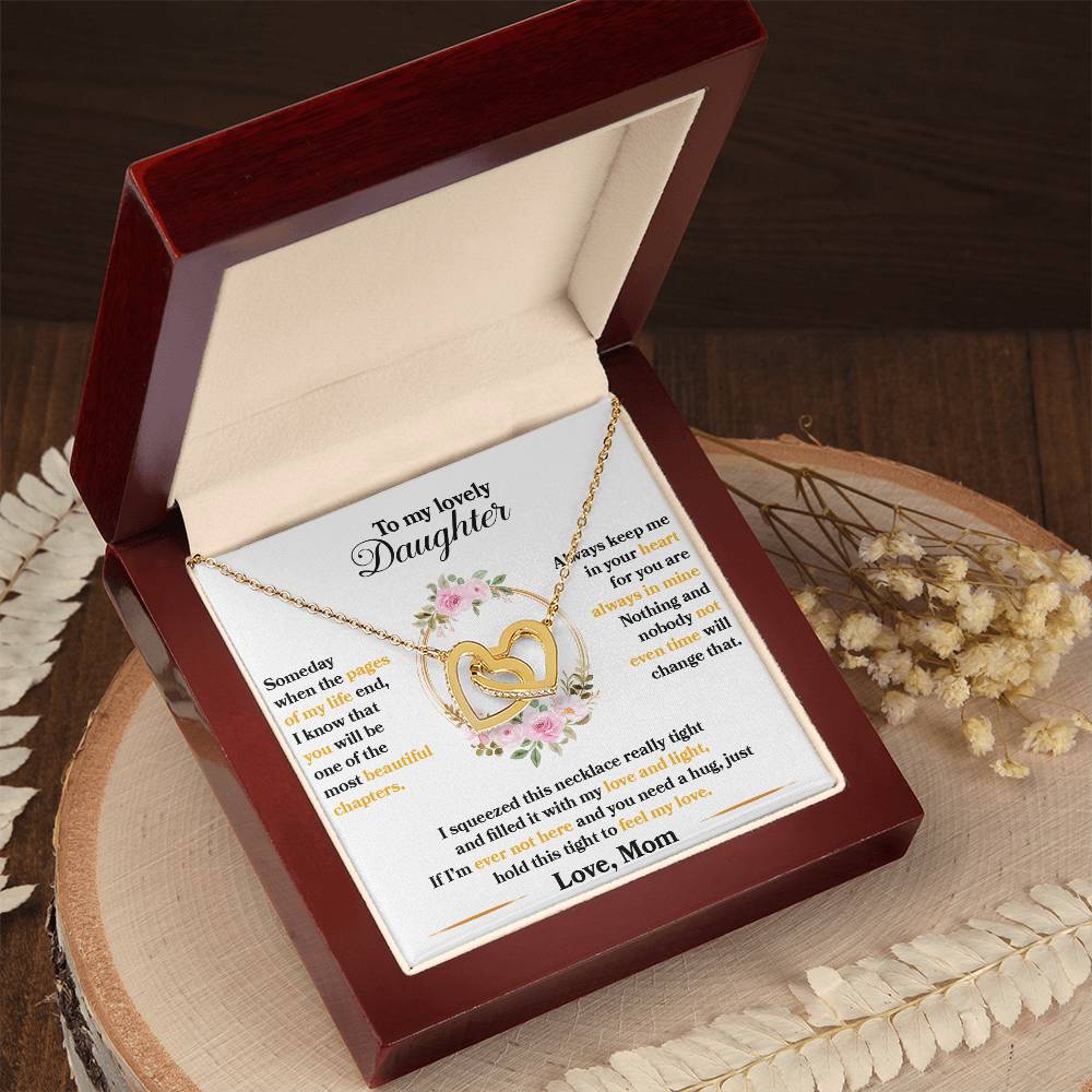 To My Lovely Daughter, Hold This Tight To Feel My Love-Interlocking Hearts Necklace