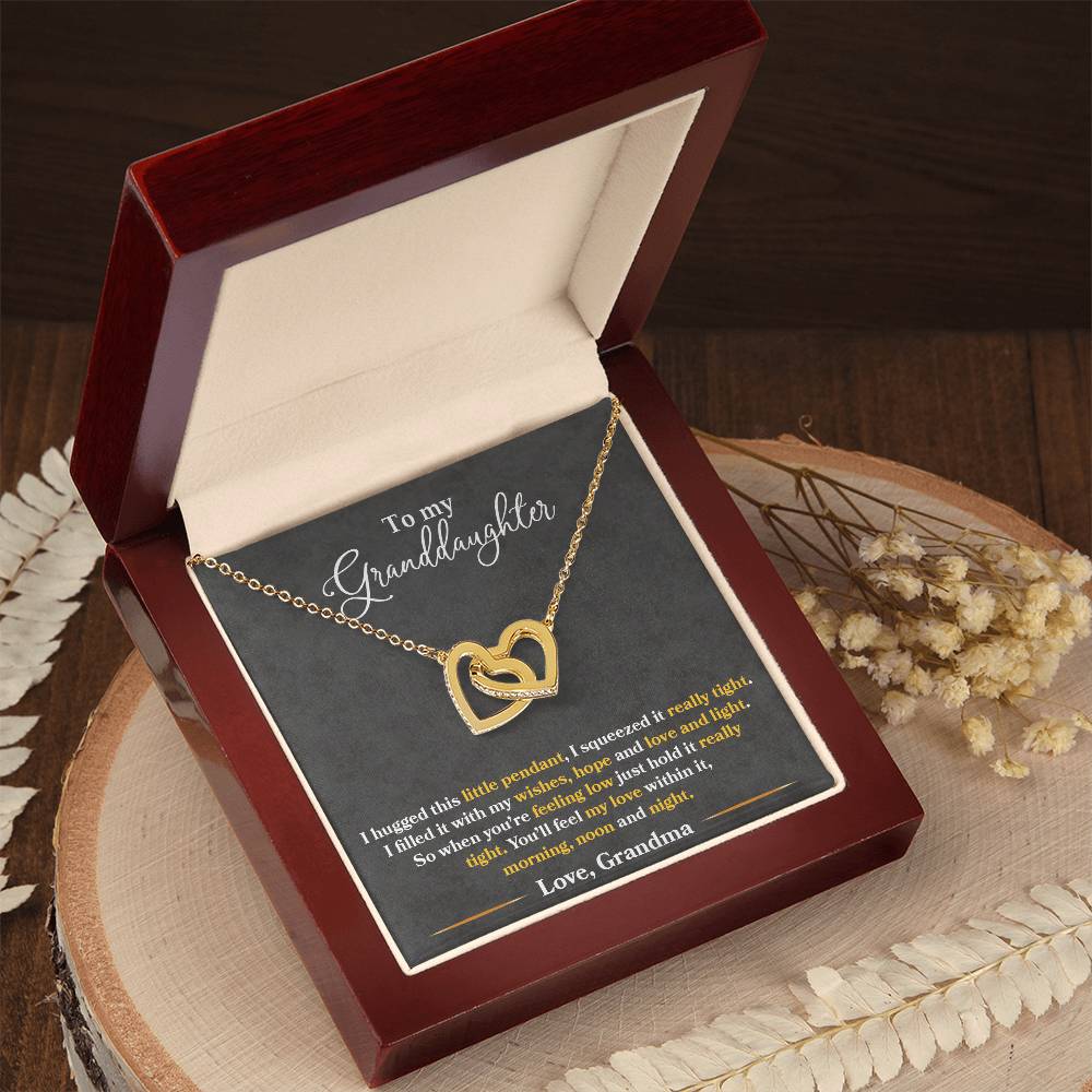 To My Granddaughter, You'll Feel My Love Within This-Interlocking Hearts Necklace
