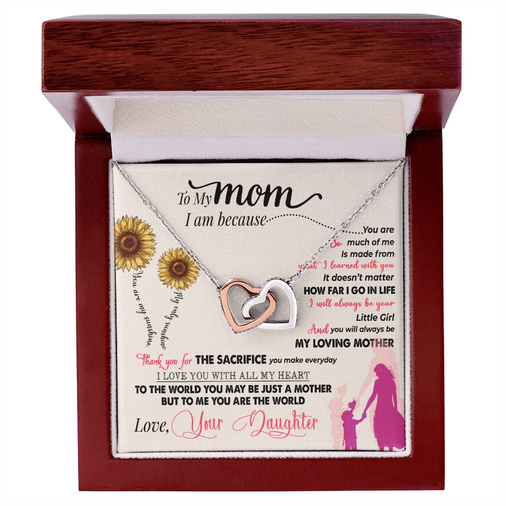 To My Mom, Thank You For Everything-Interlocking Hearts Necklace