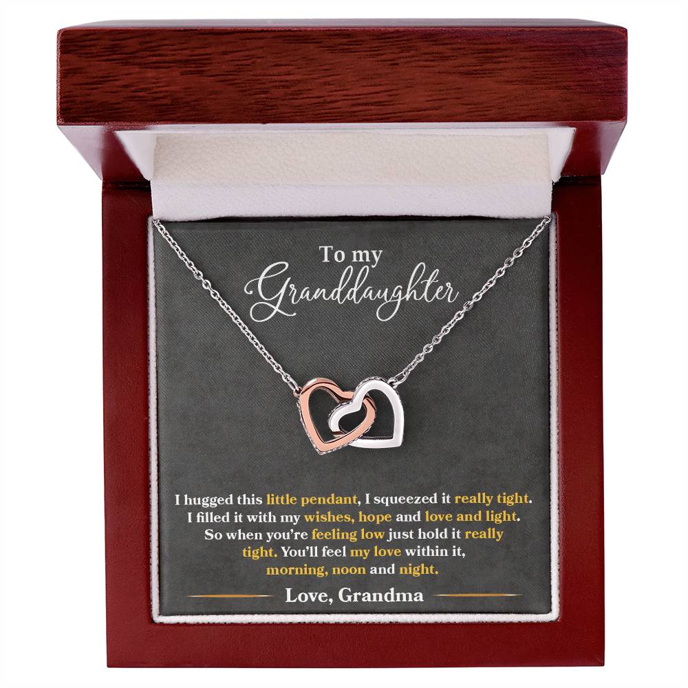 To My Granddaughter, You'll Feel My Love Within This-Interlocking Hearts Necklace