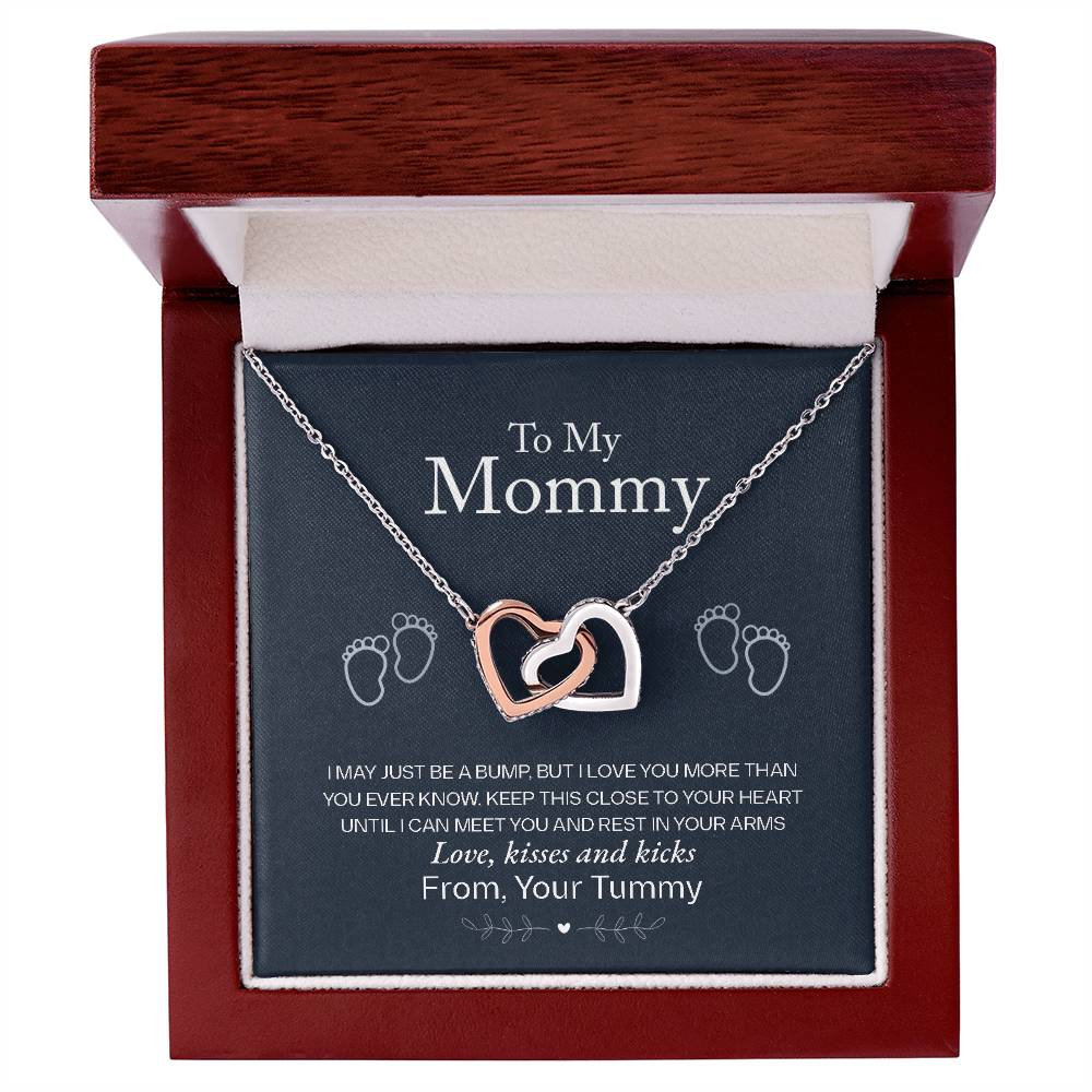 To My Mommy, Love From Your Tummy-Interlocking Hearts Necklace