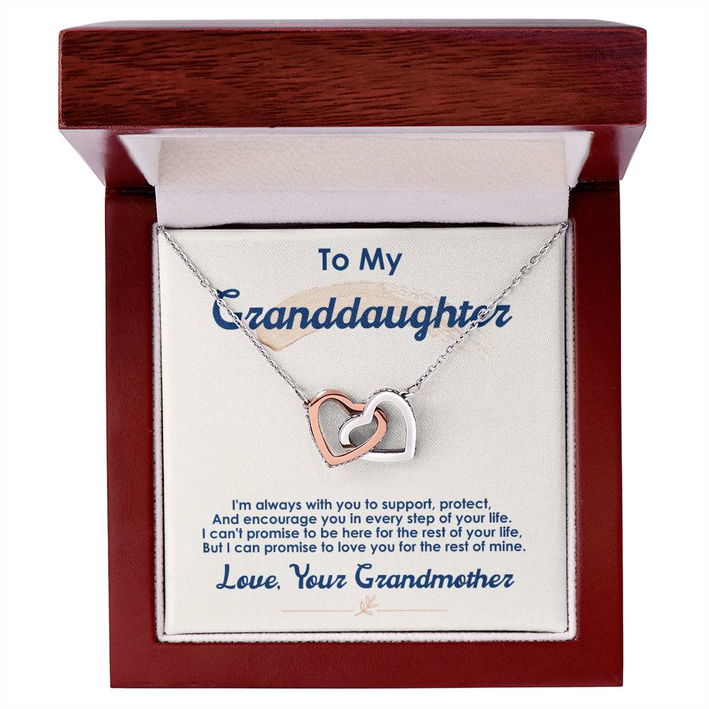 To My Granddaughter, I Love You For The Rest Of My Life-Interlocking Hearts Necklace