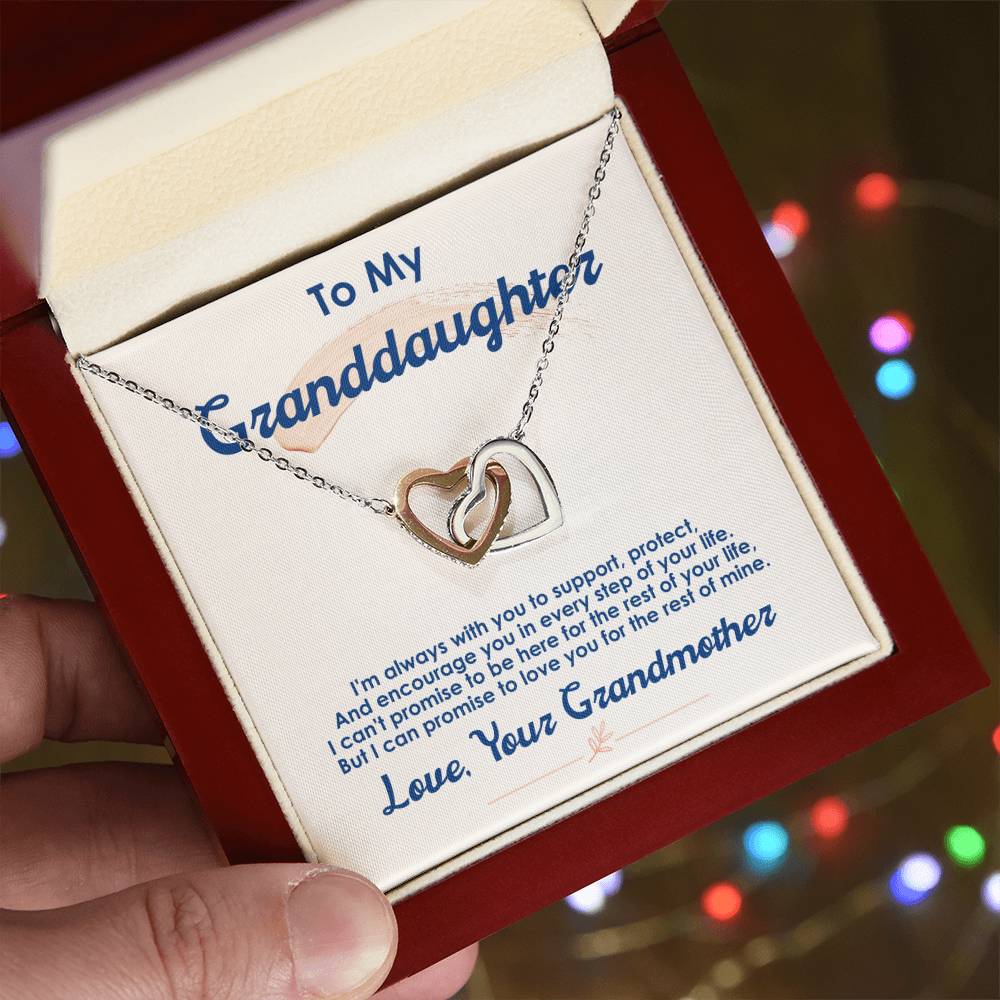To My Granddaughter, I Love You For The Rest Of My Life-Interlocking Hearts Necklace