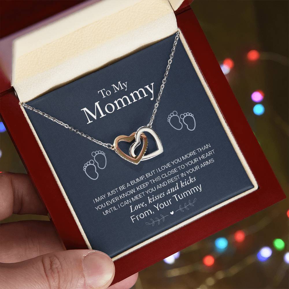 To My Mommy, Love From Your Tummy-Interlocking Hearts Necklace