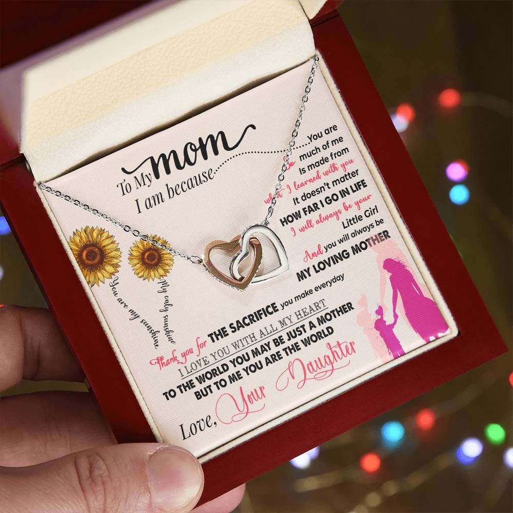 To My Mom, Thank You For Everything-Interlocking Hearts Necklace